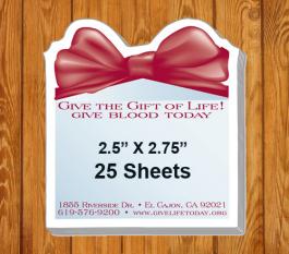 2.5 x 2.75 Customized Gift Box w/ Bow Shape Sticky Adhesive Notes  - 25 Sheets